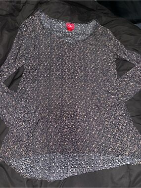 Daytrip Navy and pink Diamond-Print Long Sleeve Top